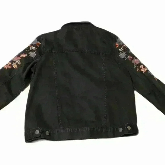 Embroidered Black Denim Jacket - Picture 6 of 10
